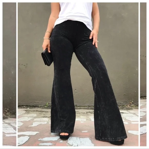 06 Modern Velour Must Have Black Bell Bottoms pants - Picture 1 of 5